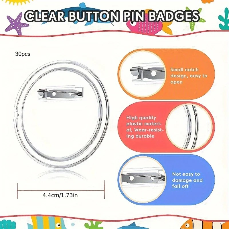Button Badge Blank - 30 Stück Acryl-Rohlinge für Button-Maker, DIY-Material