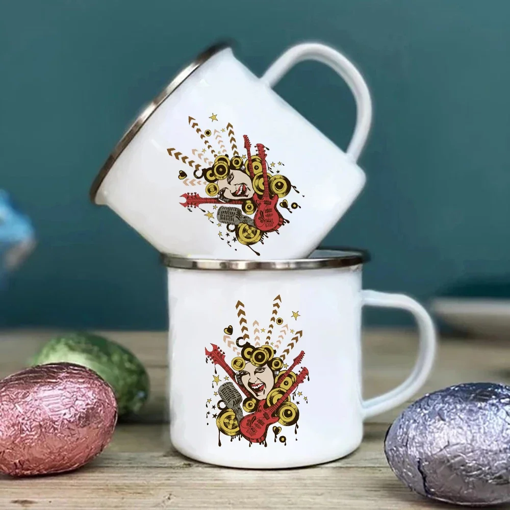 Sublimation Mug White - Weiße Metalltasse Roaring Rock Singer Emaille