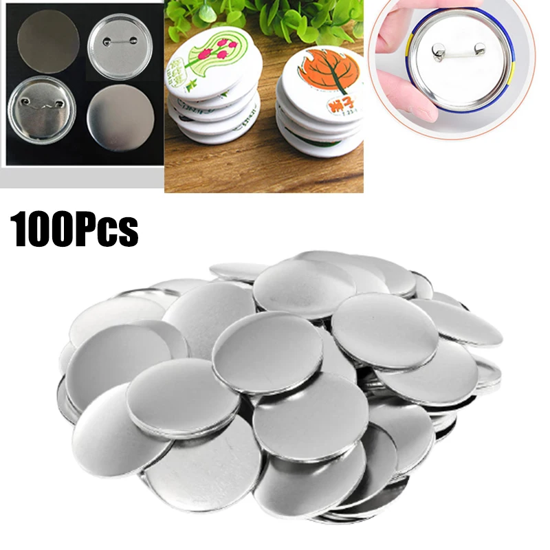 Button Badge Blank - 100 Stück Blanko-Anstecknadel-Set für Button-Maker, Haushaltsartikel,