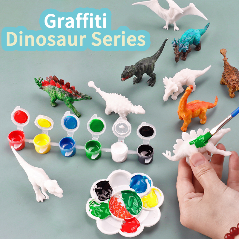 Puzzle Blank White - 6 Stück/8 Stück, DIY-Dinosaurierspielzeug zum Ausmalen,