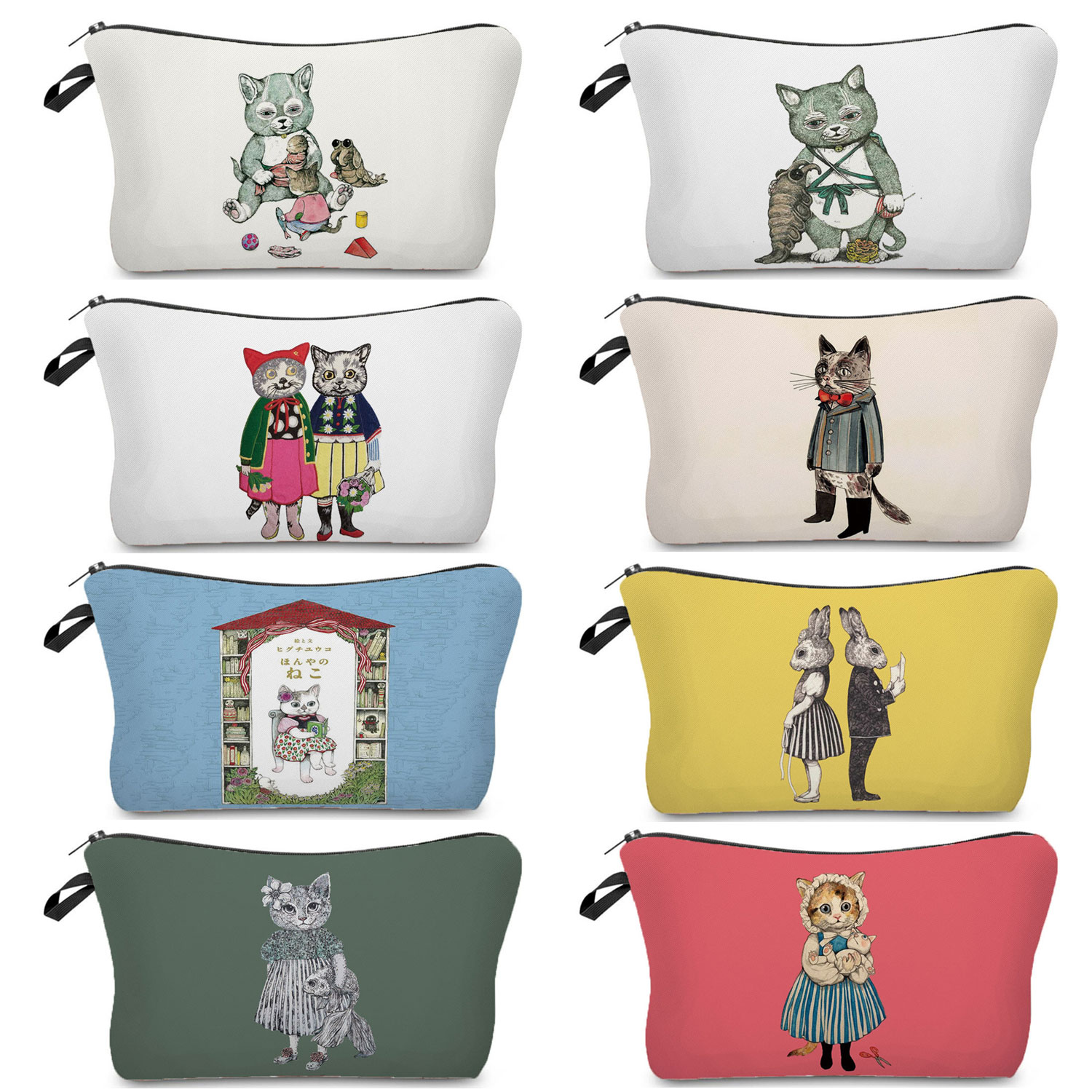 Pillow Cover Sublimation - Frauen Make-Up Tasche Fashion Illustration Katze