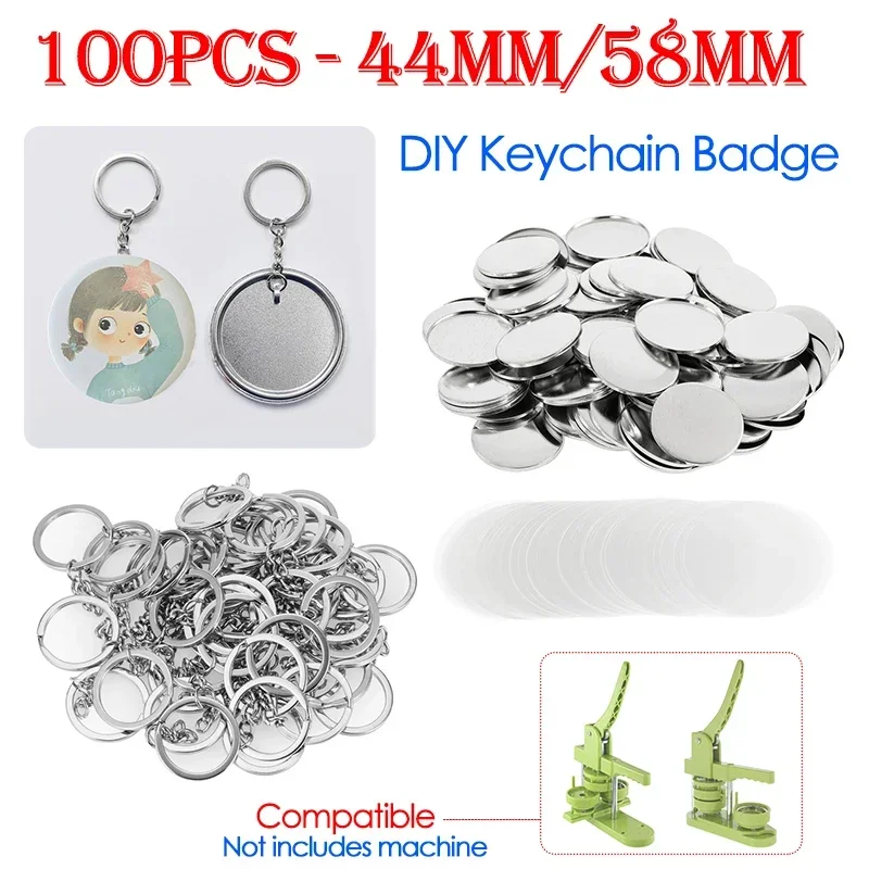 100PCS 44mm 58mm Schlüsselanhä – Button Badge Blank Bewertung und Preis