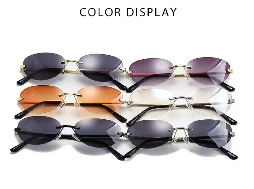 Randlose ovale Sonnenbrille fü – Metal Photo Panel Bewertung und Preis