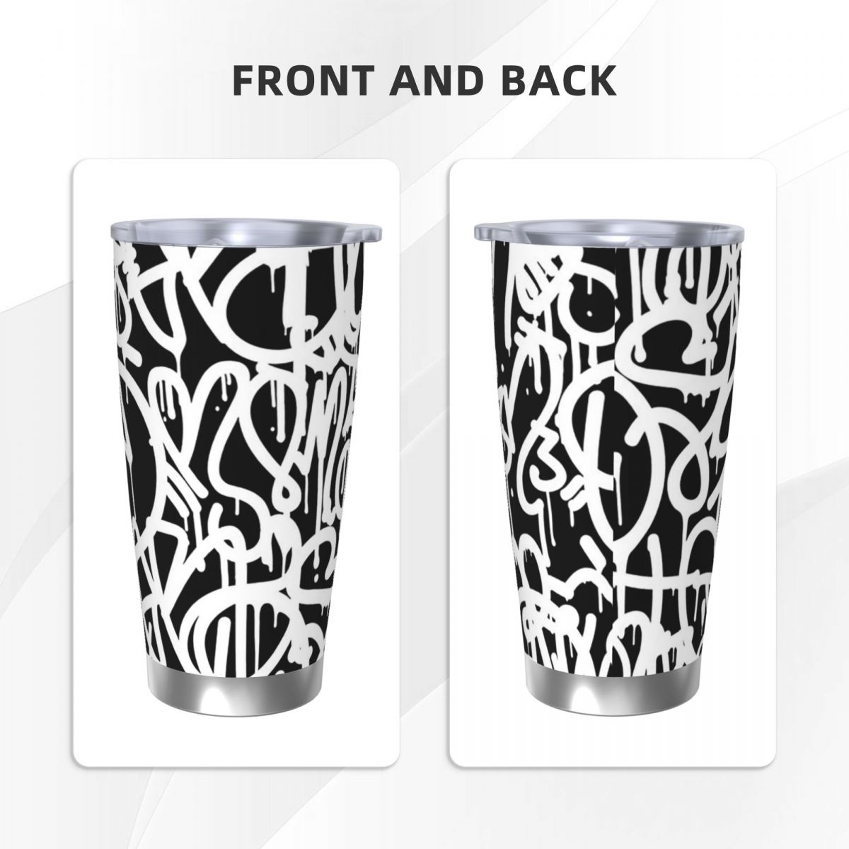 Schwarz-weißer Graffiti-Edelst – Tumbler 20Oz White Bewertung und Preis