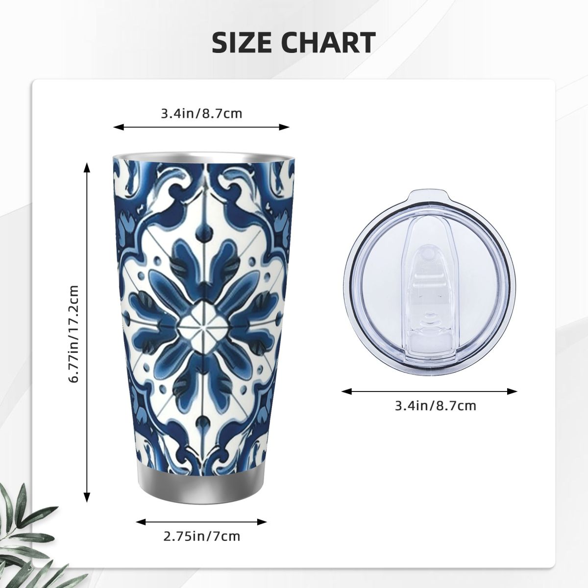 Blaue und weiße Majolica-Muste – Tumbler 20Oz White Bewertung und Preis